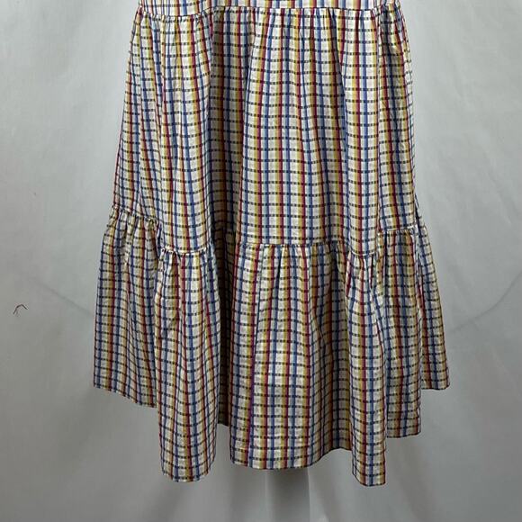 LOFT White Red Blue Yellow Plaid Cottage Fairy Boho Dress NWOT Size M - Picture 7 of 12